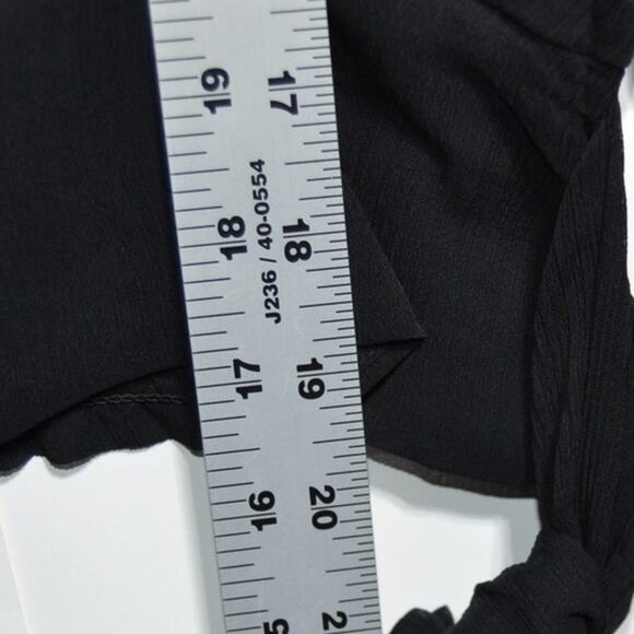 Express NWT Balloon Sheer Sleeve Wrap Tie Waist Top Black Size Small - Picture 9 of 11